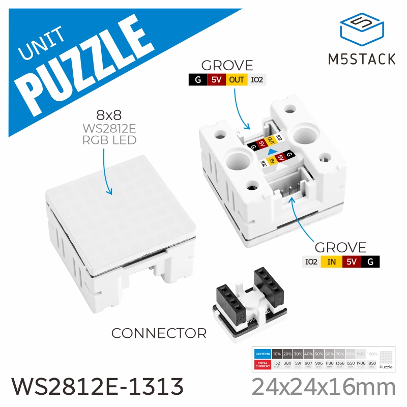 M5Stack Core2 - M5Stack Resmi Yapboz Ünitesi 8x8 LED